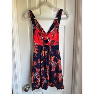 Free People Floral Colorblock Mini Dress